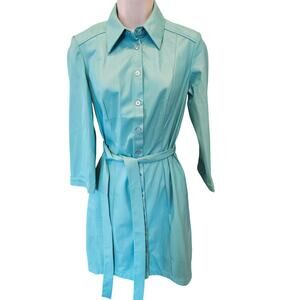 NWT ny&Company sz XS vegan leather button up shaket dress lined tie waist chic